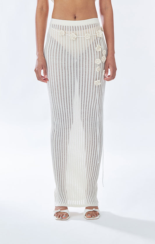 Knit Floral Maxi Skirt