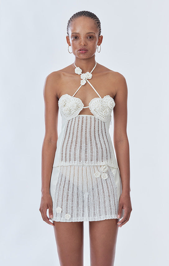 Ms. Heart Floral Crochet Bustier