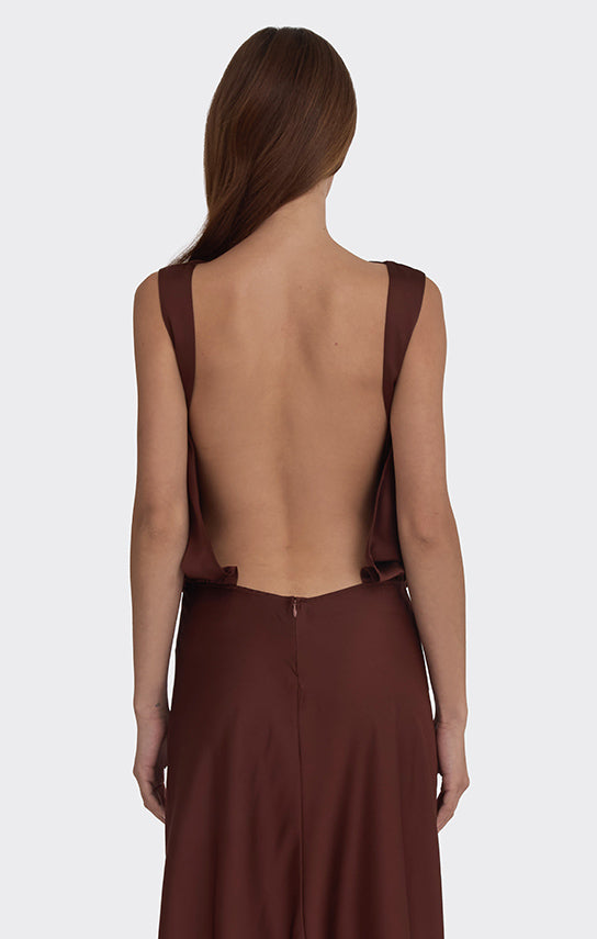 Puffed Boatneck Maxi Gown