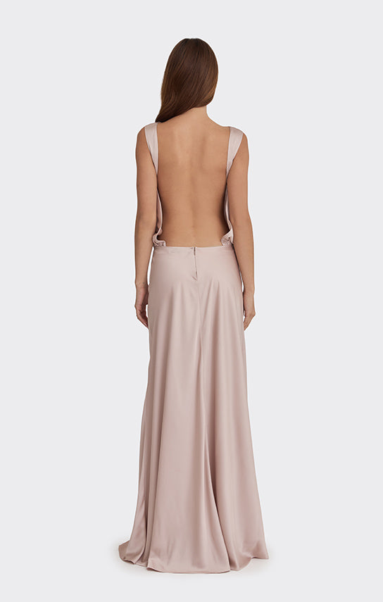 Puffed Boatneck Maxi Gown
