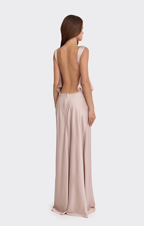 Puffed Boatneck Maxi Gown