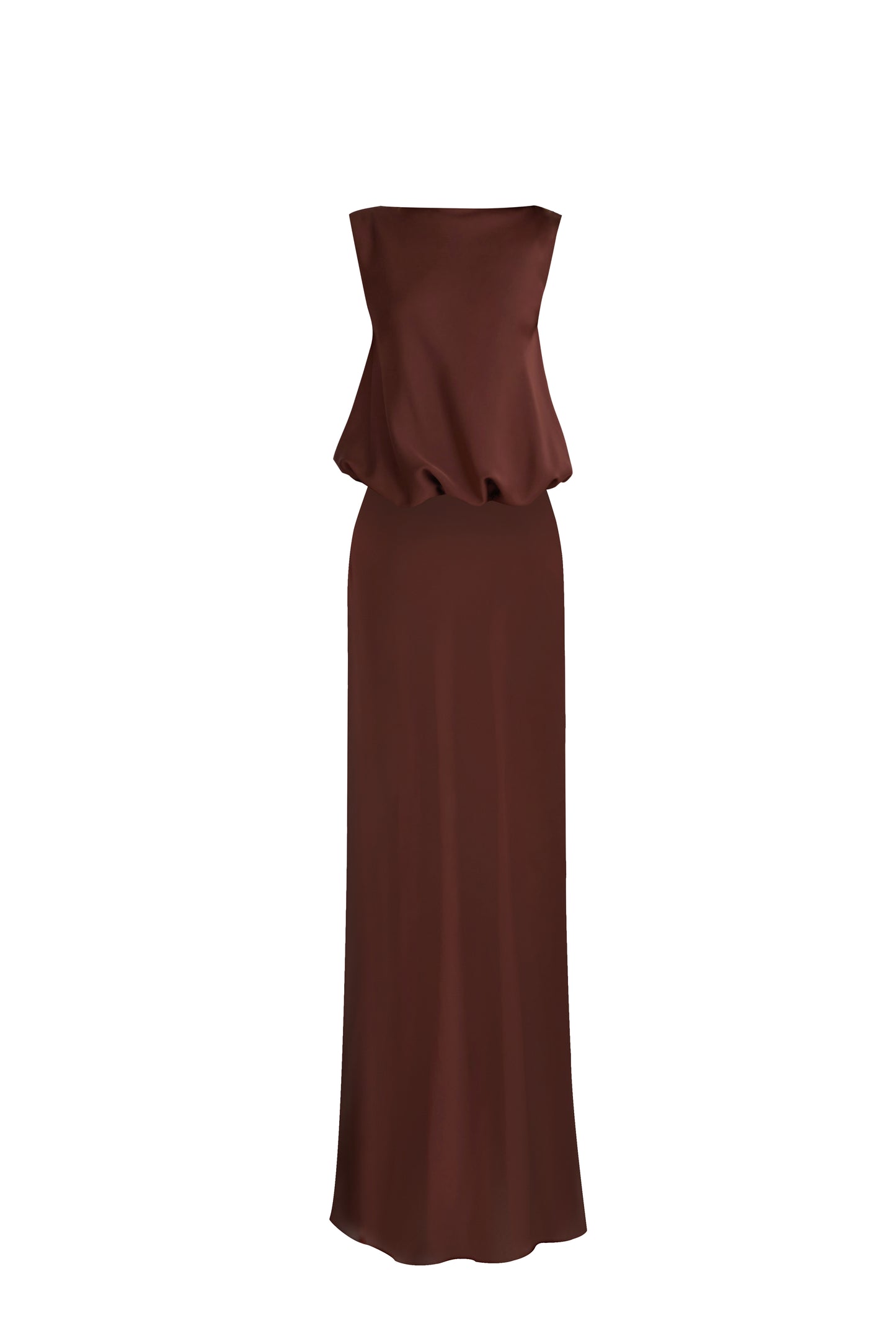 Puffed Boatneck Maxi Gown