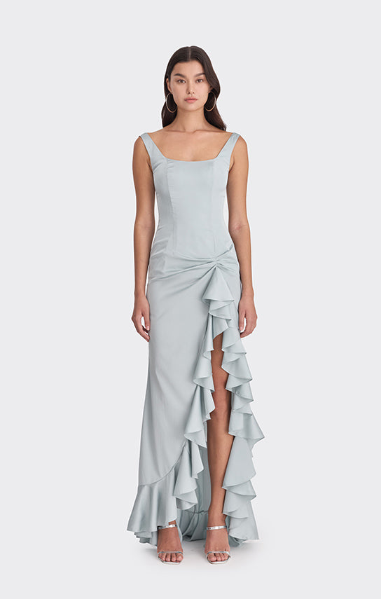 Ruffle Slit Maxi Dress