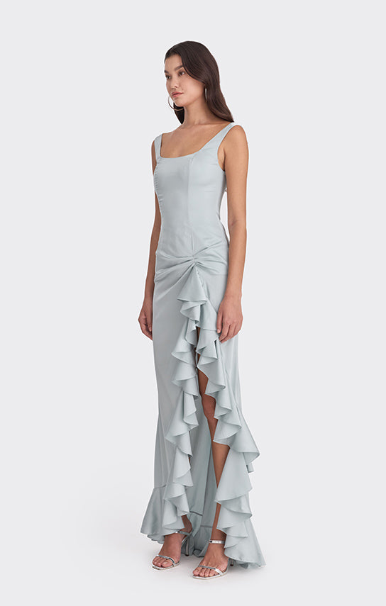 Ruffle Slit Maxi Dress