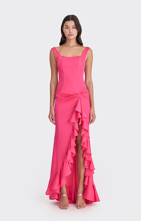 Ruffle Slit Maxi Dress