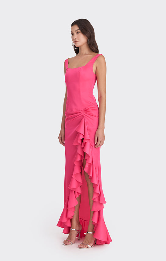 Ruffle Slit Maxi Dress