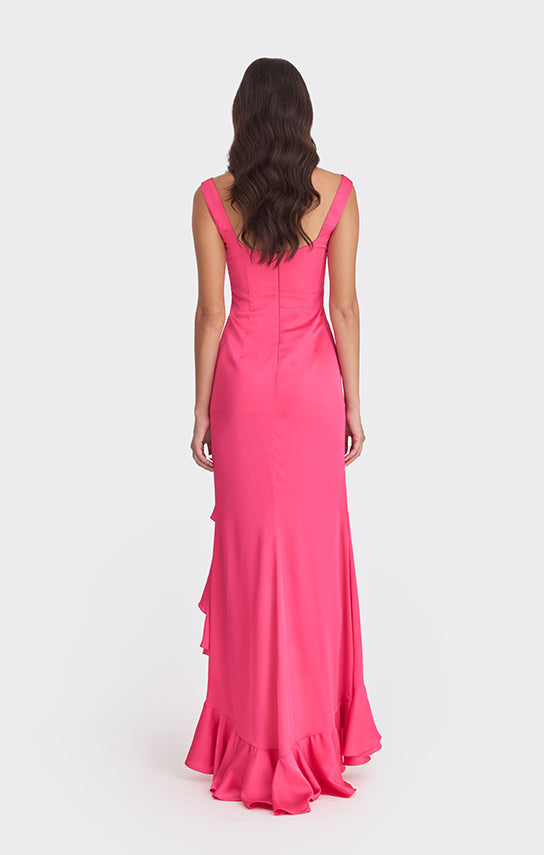 Ruffle Slit Maxi Dress