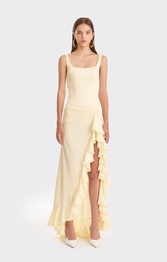 Ruffle Slit Maxi Dress