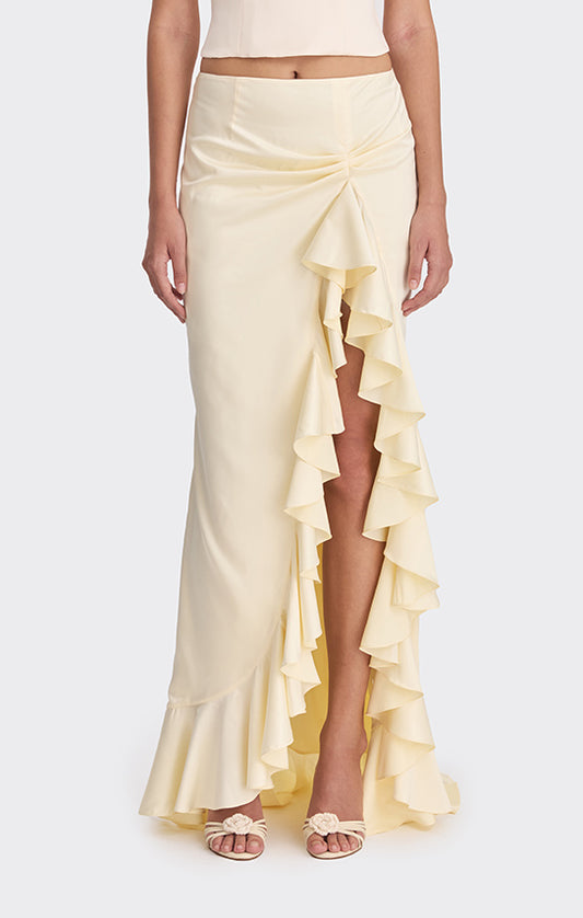 Ruffle Slit Maxi Skirt