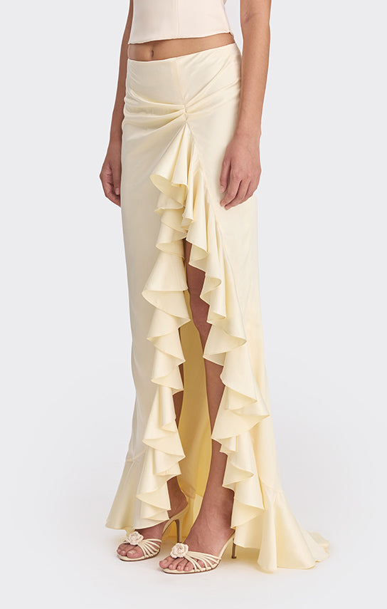 Ruffle Slit Maxi Skirt