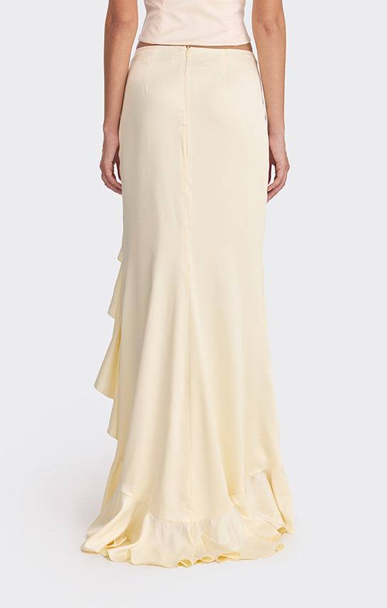 Ruffle Slit Maxi Skirt