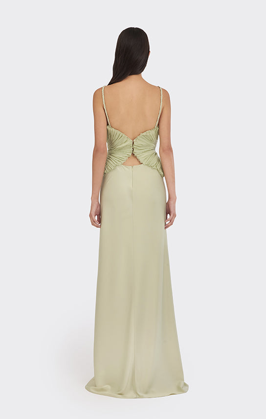 Spiral Lotus Leaf Maxi Dress