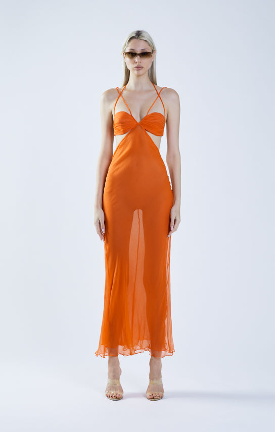 Classic Cut-Out Sheer Maxi Dress