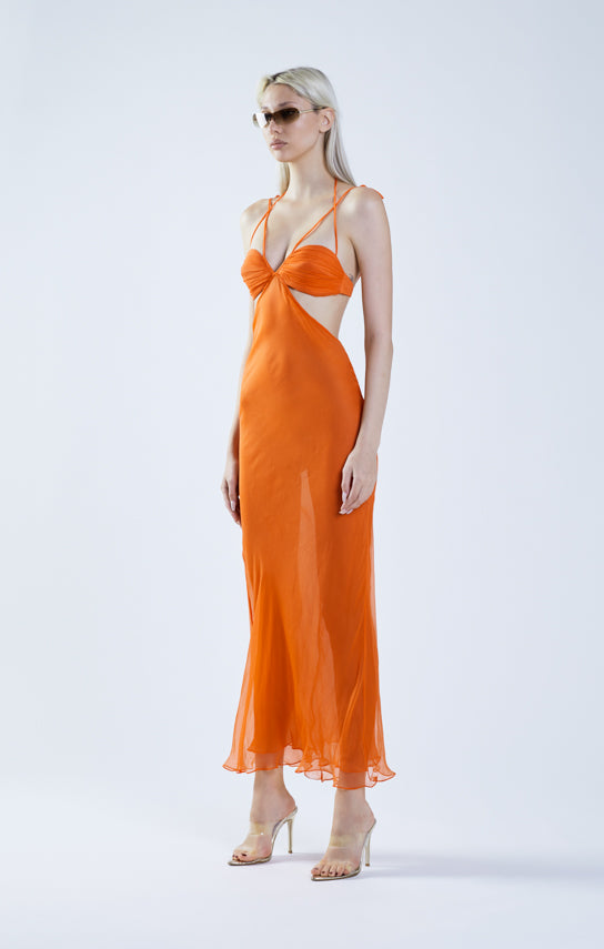 Classic Cut-Out Sheer Maxi Dress