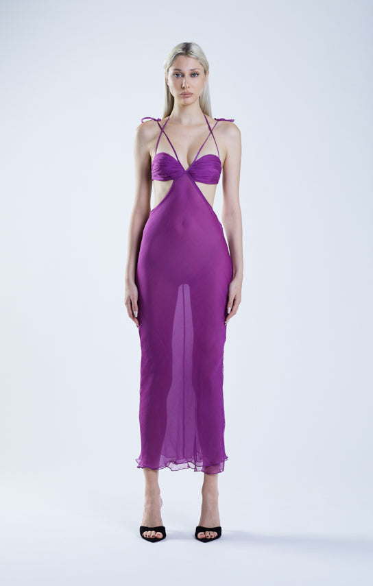 Classic Cut-Out Sheer Maxi Dress