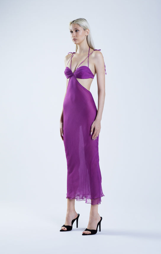 Classic Cut-Out Sheer Maxi Dress