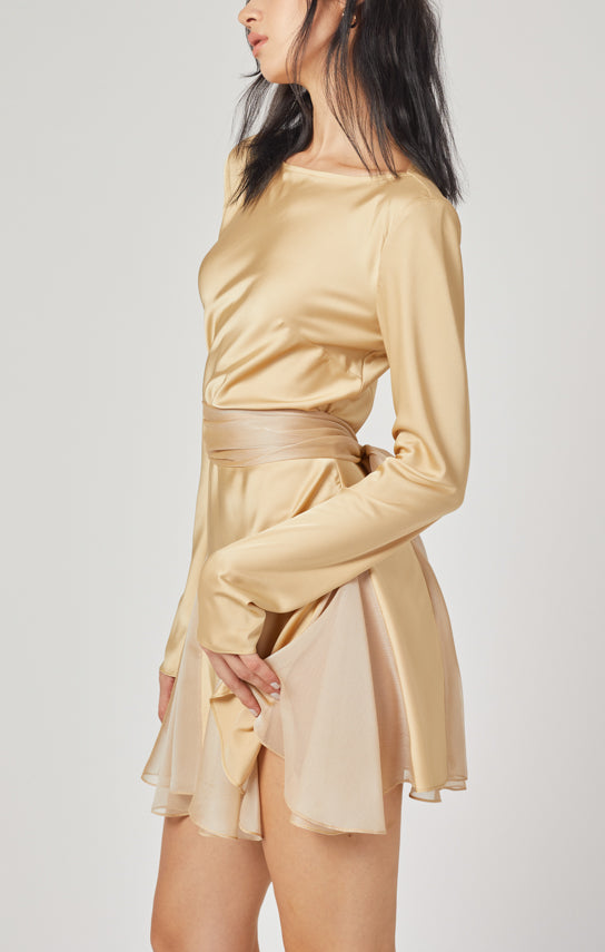 Ms. Godet Mini Long Sleeve Dress