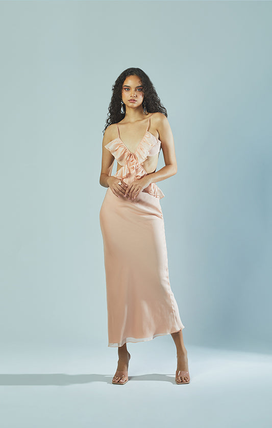 Ruffle Maxi Slip Dress