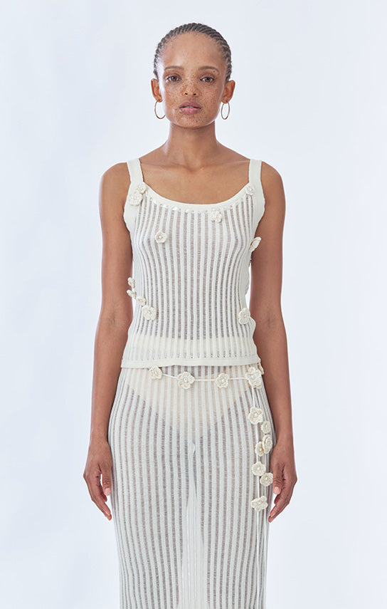 トップス glance tokyo ribbon knit tank top 06005-