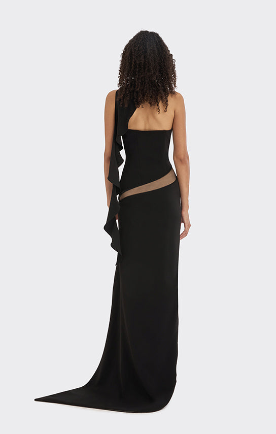 Spiral Asymmetric Zip Maxi Dress