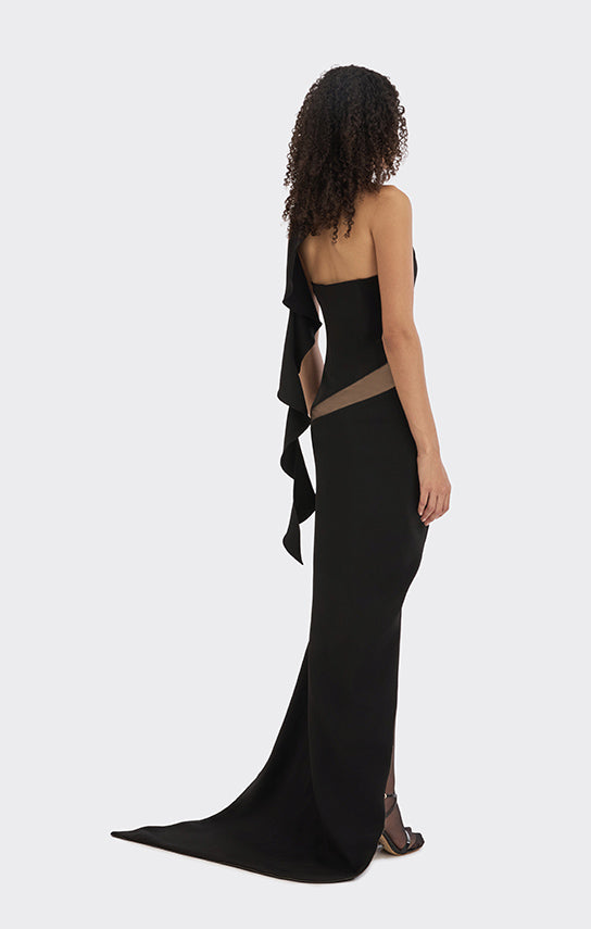 Spiral Asymmetric Zip Maxi Dress