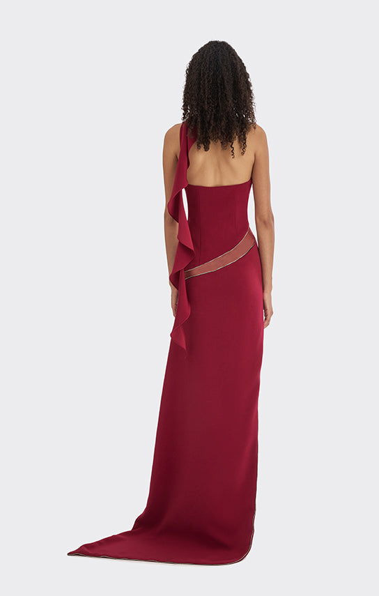 Spiral Asymmetric Zip Maxi Dress