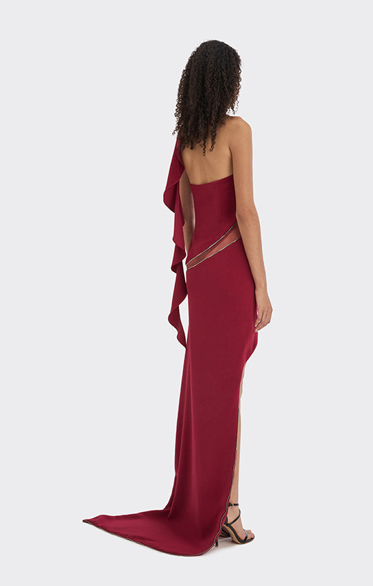 Spiral Asymmetric Zip Maxi Dress