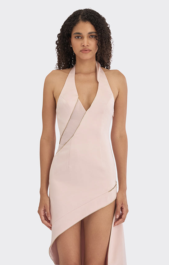 Spiral Asymmetric Zip Maxi Dress