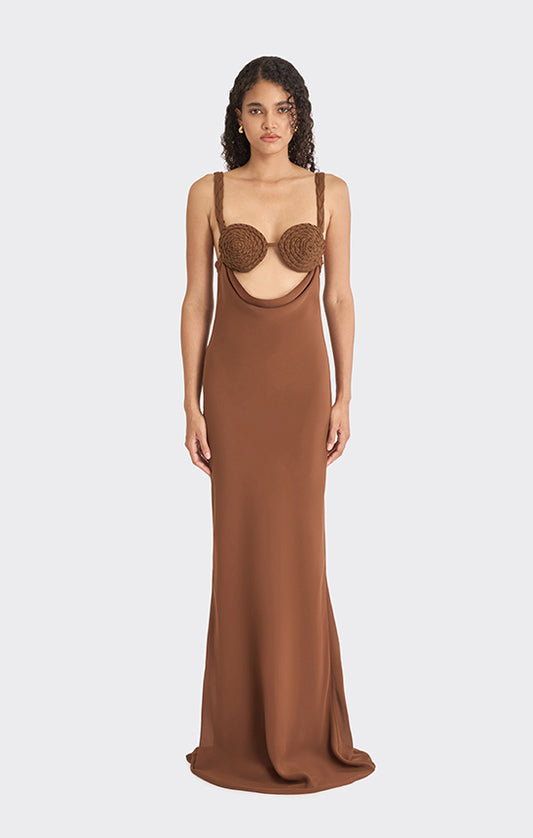 Spiral Cowl Maxi Dress