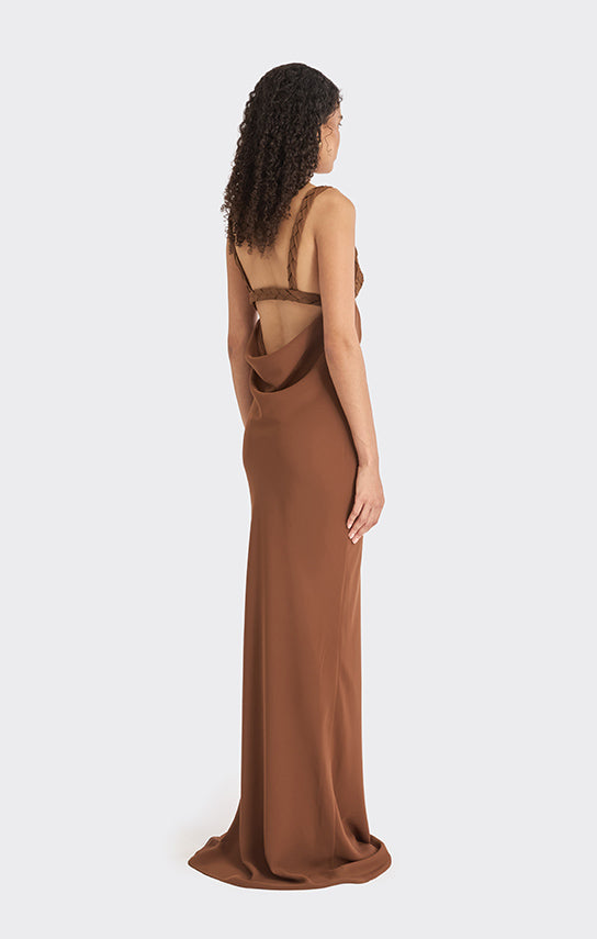 Spiral Cowl Maxi Dress
