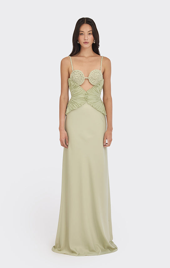 Spiral Lotus Leaf Maxi Dress