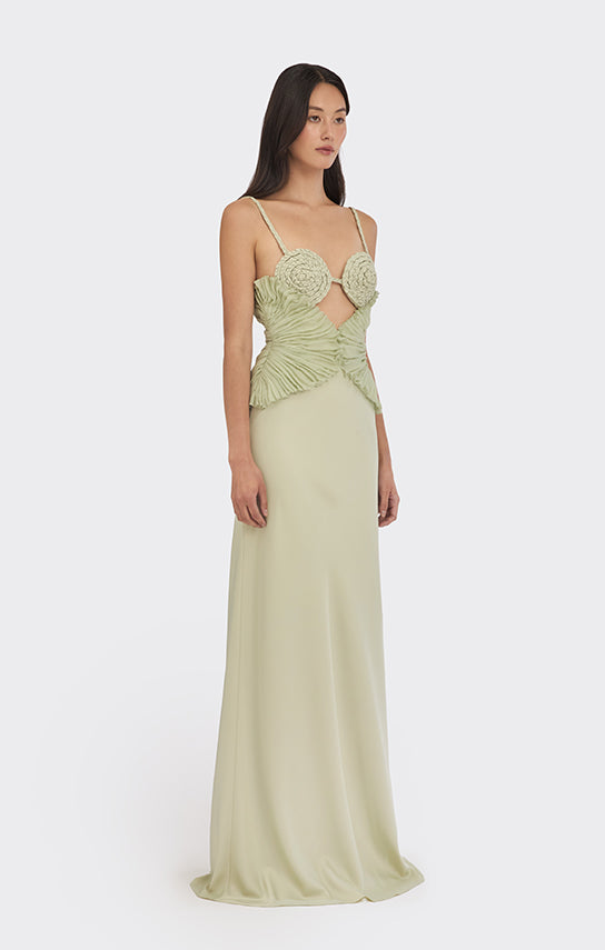 Spiral Lotus Leaf Maxi Dress