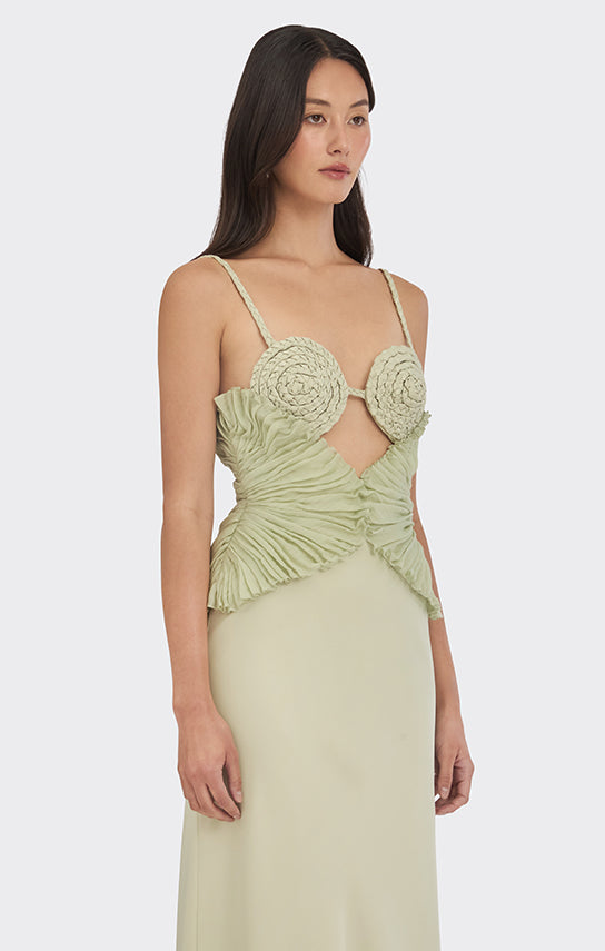 Spiral Lotus Leaf Maxi Dress