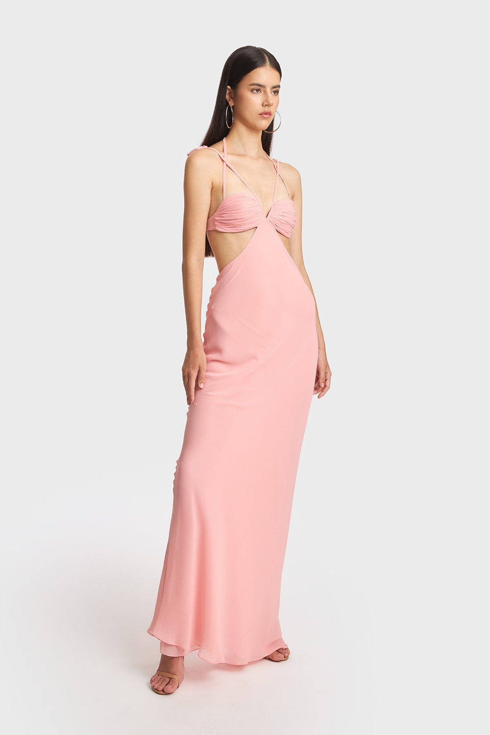 Classic Cut-Out Sheer Maxi Dress