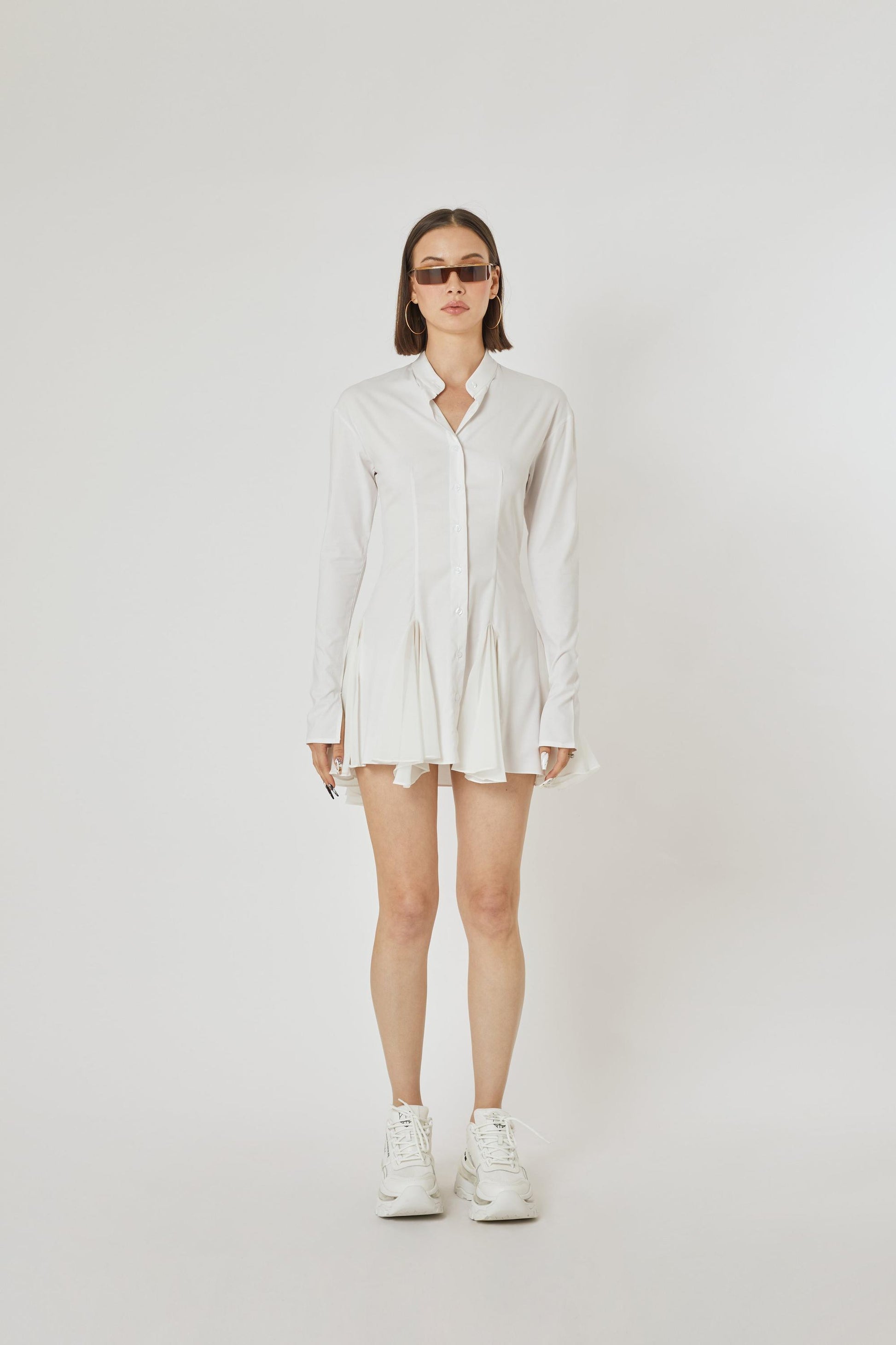 Mr. Mandarin Shirt Dress (Satin) Onarin - Stolen Stores S / White